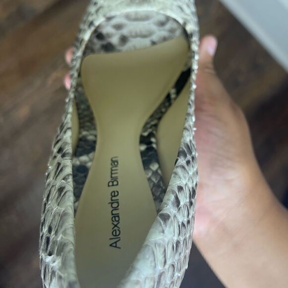 Alexandre Birman Black/Gray Snakeskin Peep Toe Heels Size 7.5 - Picture 10 of 16